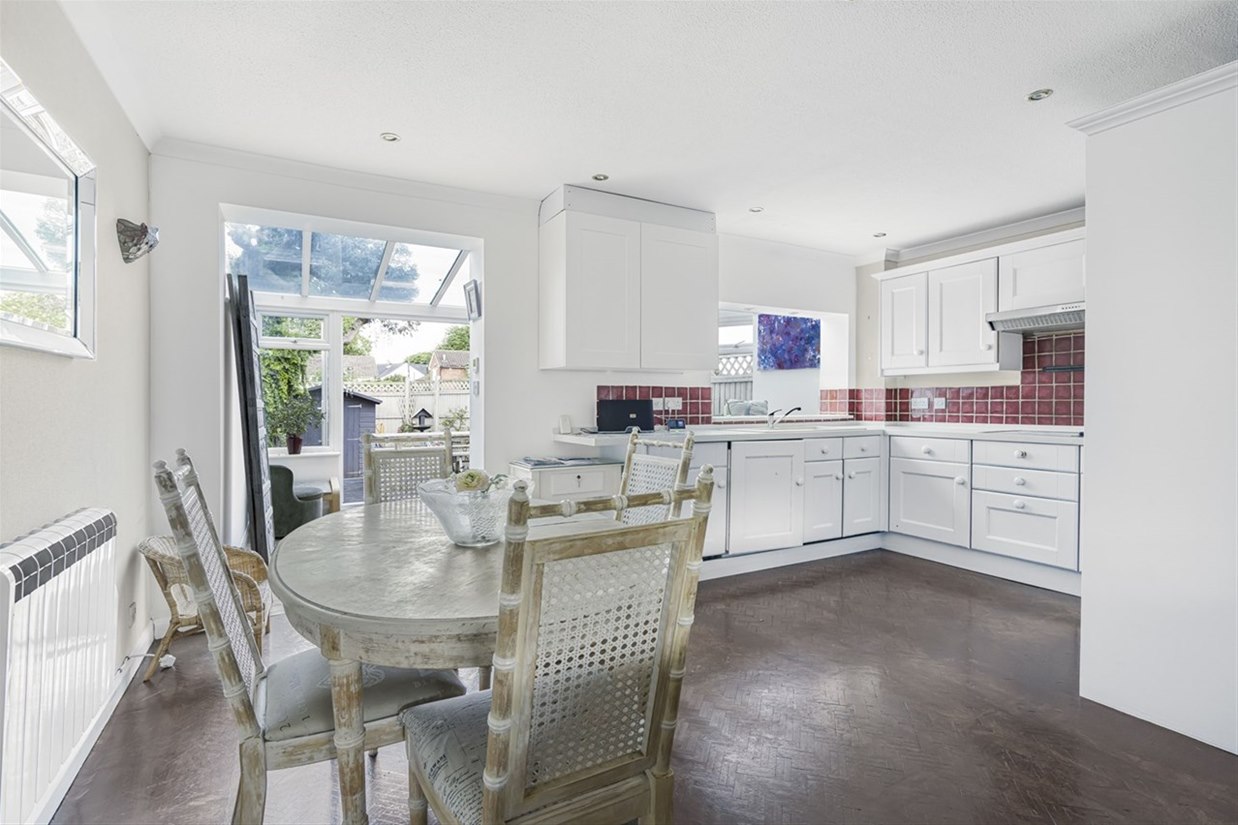 Kitchen and dining area with garden views